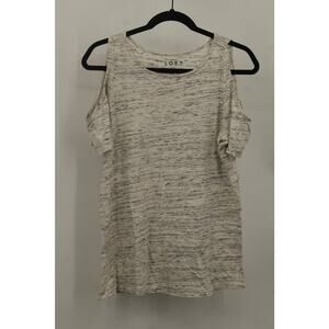 Ann Taylor Loft Womens Cold Shoulder T-Shirt Round Neck Short Sleeve Size M Gray